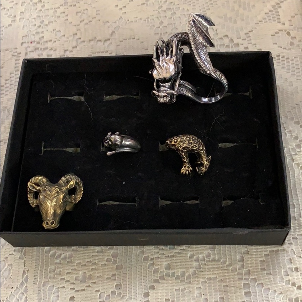 Bundle of rings! Dragon, monkey, ox, and leopard